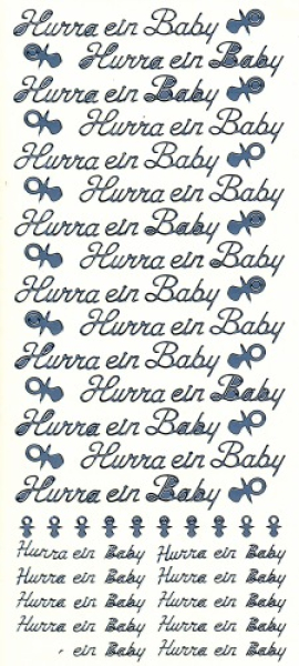 Sticker Hurra ein Baby - 428 - silber   1 Bogen 23x10 cm