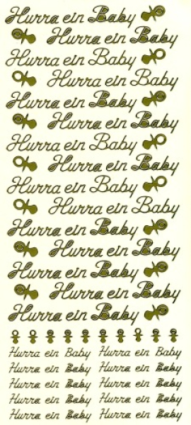 Sticker Hurra ein Baby - 428 - gold   1 Bogen 23x10 cm