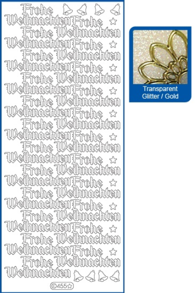 Glitter-Sticker Frohe Weihnachten - 0455   transparent/gold