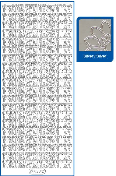Sticker Frohe Weihnachten - 0459 - silber   1 Bogen 10x23cm