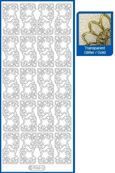 Glitter-Sticker Ecken Sterne - 7063   transparent/gold