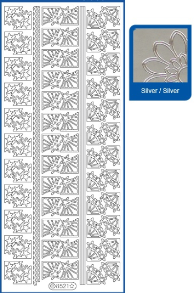 Sticker Weihnachts-Ecken & Bordüren - 8521 - silber   1 Bogen 10x23cm