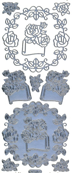 Sticker Rosen - 930 - silber   1 Bogen 10x23 cm