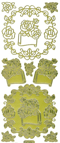 Sticker Rosen - 930 - gold   1 Bogen 10x23 cm