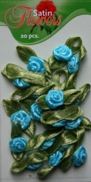 Satin Flowers türkis   ca. 20 Stück