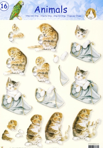 3-D Etappen-Bogen   Katze   1 Bogen 21x29,7cm