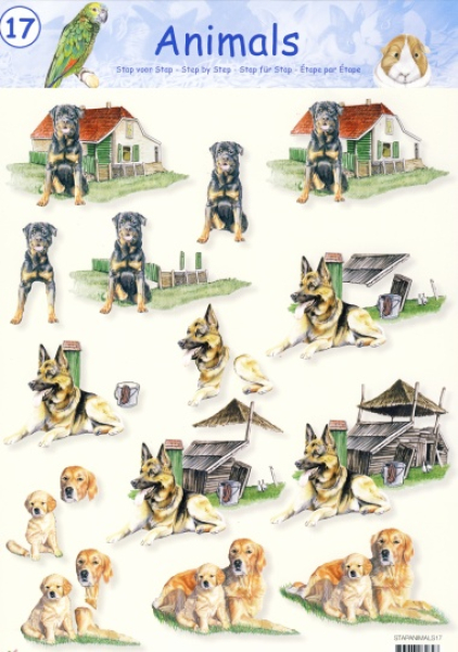3-D Etappen-Bogen   Hunde   1 Bogen 21x29,7cm