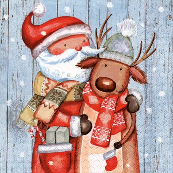 Serviette Santa & Reindeer