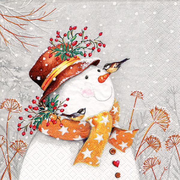 Serviette Snowman with golden scarf