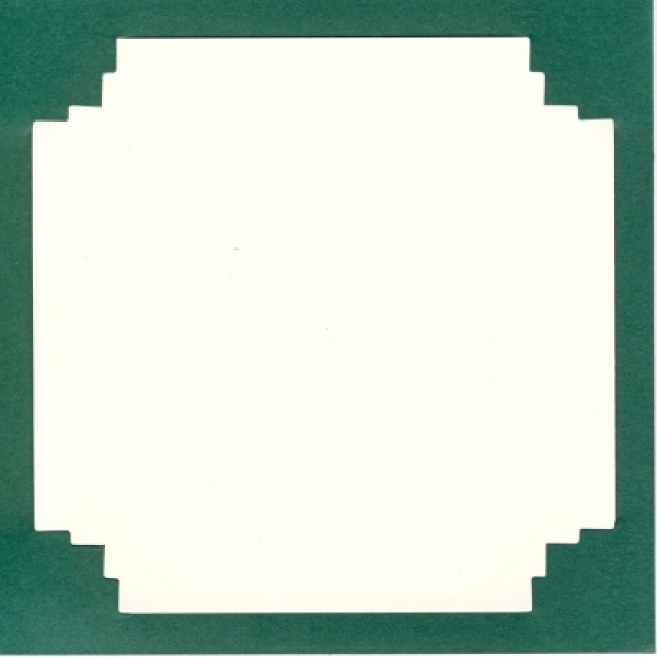 Quadratische Einsteck Karten - Zackenrand    25 Dunkelgrün - 3 Karten mit Umschlag