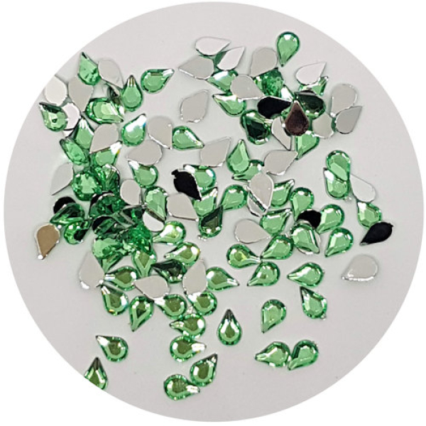 Acryl-Strasssteine Tropfen spitz 4x6 mm, lindgrün, ca. 100 Stück