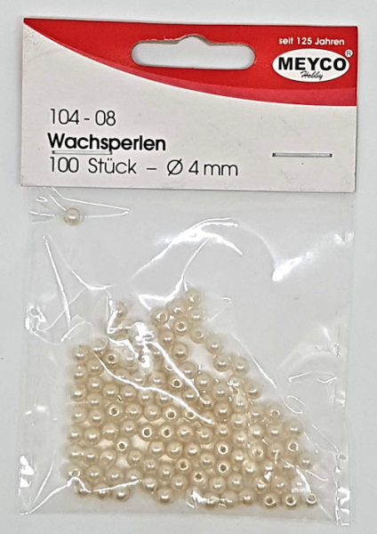 Wachsperlen Ø 4mm, ca. 100 Stück - champagner