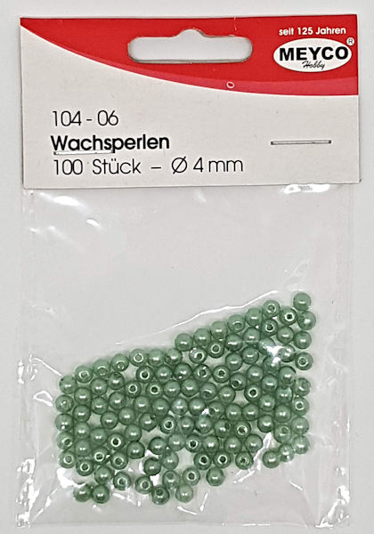Wachsperlen Ø 4mm, ca. 100 Stück - grün