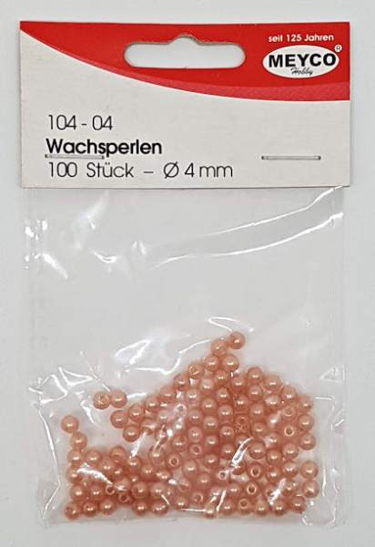 Wachsperlen Ø 4mm, ca. 100 Stück - rosa