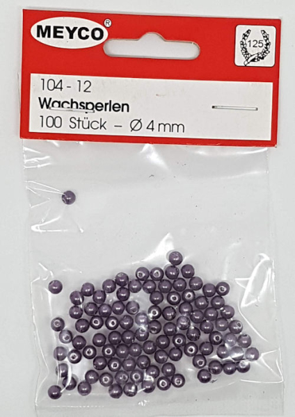 Wachsperlen Ø 4mm, ca. 100 Stück - violett