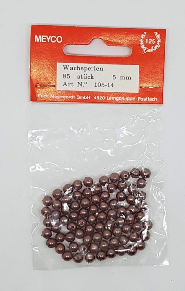 Wachsperlen Ø 5mm, ca. 85 Stück - braun