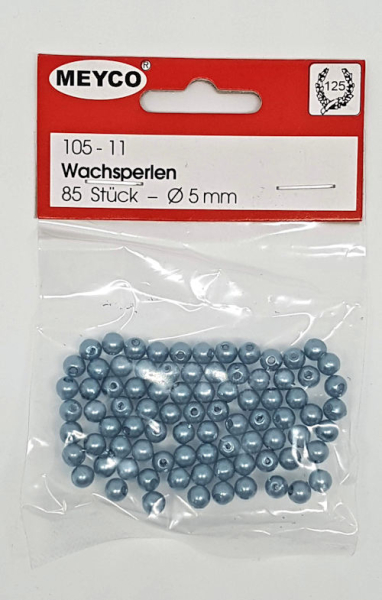 Wachsperlen Ø 5mm, ca. 85 Stück - rauchblau