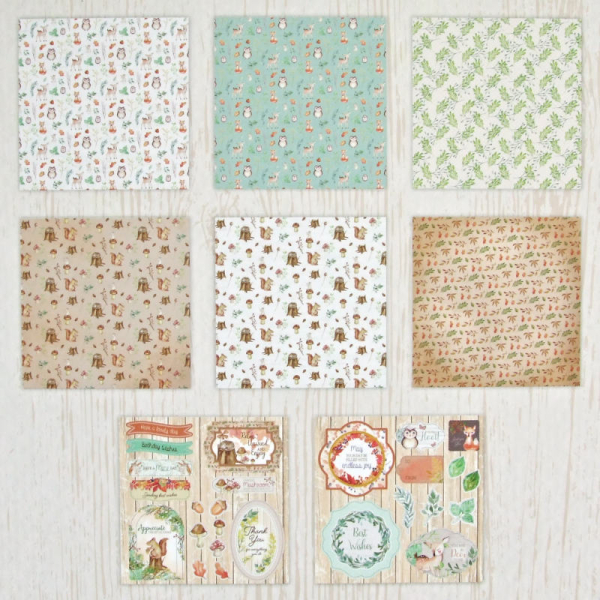 Transparentpapierblock 'Woodland Friends' 6fach-sort. - 24 Bogen + 62 Die-Cut Topper