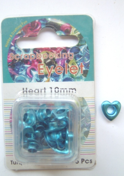 Eyelets Herzen Ø 10 mm br türkis - 15 Stück
