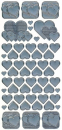 Sticker Herzen - silber <br> 1 Bogen 10x23 cm