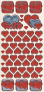 Sticker Herzen - rot/silber <br> 1 Bogen 10x23 cm