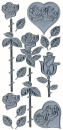 Sticker Rosen - silber <br> 1 Bogen 10x23 cm