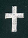Stickerei Kreuz 2,5x2cm - weiß <br> 1 Stück, aufbügelbar
