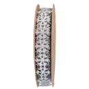 Dekoband Schneeflocken silber glitzernd - 1 Meter