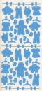 Sticker Babywäsche + Leine - babyblau <br> 1 Bogen 10x23 cm