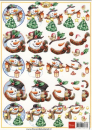 3-D Etappen-Bogen Schneemann <br> 1 Bogen DIN A5