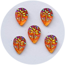 Acryl-Strasssteine mit Blumenrelief, Tropfen 7x10 mm, orange - ca. 10 Stück