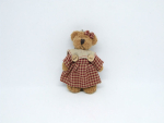 Schlüsselanhänger Bärenmädchen mit rot-braunem Karokleid