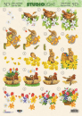 3-D Etappen-Bogen<br> Osterhase, Vogel, Blumen <br>1 Bogen 21x29,7cm DIN A4