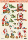 3-D Etappen-Bogen<br>Weihnachtsmann<br>1 Bogen 21x29,7cm DIN A4