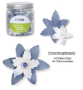 Deko-Blumen - blau / weiss <br> ca. 80 Papierblumen in 2 Größen