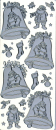Sticker Glocke & Weihnachtsmann - silber 1 Bogen 23x10 cm