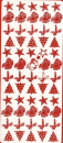 Sticker Stern, Glocke, Kerze, Weihnachtsbaum - rot <br> 1 Bogen 23x10 cm
