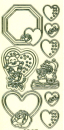 Glitter-Sticker Herzen <br> transparent/gold <br> 1 Bogen 10x23 cm