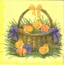 Servietten Osterkorb mit Küken gelb