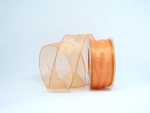 Organza mit Drahtkante - orange - 40 mm - 1 Meter