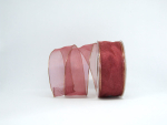 Organza mit Goldrand - weinrot - 40 mm - 1 Meter