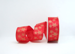 Dekoband Sternenhimmel rot-gold - 1 Meter