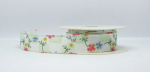 Dekoband Blumen kariert - pastell-grün - 1 Meter