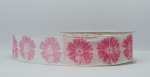 Schleifenband Gerbera - pink-weiß glitzernd - 1 Meter