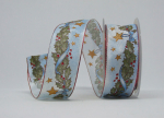 Band Ilexgirlande - blau, gold & blau - 1 Meter