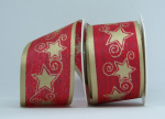 Weihnachtsband 'Sterne' rot & gold - 1 Meter