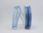 Schleifenband blau mit Silberstreifen - 1 Meter