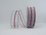 Gitterband metallic - rot & silber - 1 Meter