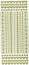 Sticker Bordüren Blumen + Herzen - gold <br> 1 Bogen 10x23cm