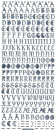 Sticker Buchstaben gotisch - 1155 - silber <br> 1 Bogen 23x10 cm